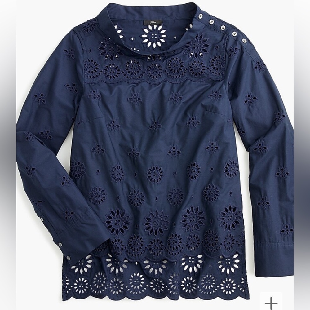 J. Crew - Navy Eyelet Top